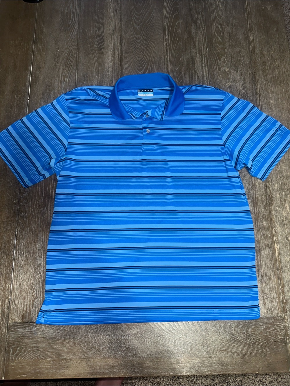 PGA Tour Men’s Blue Striped Golf Polo Performance Shirt XL